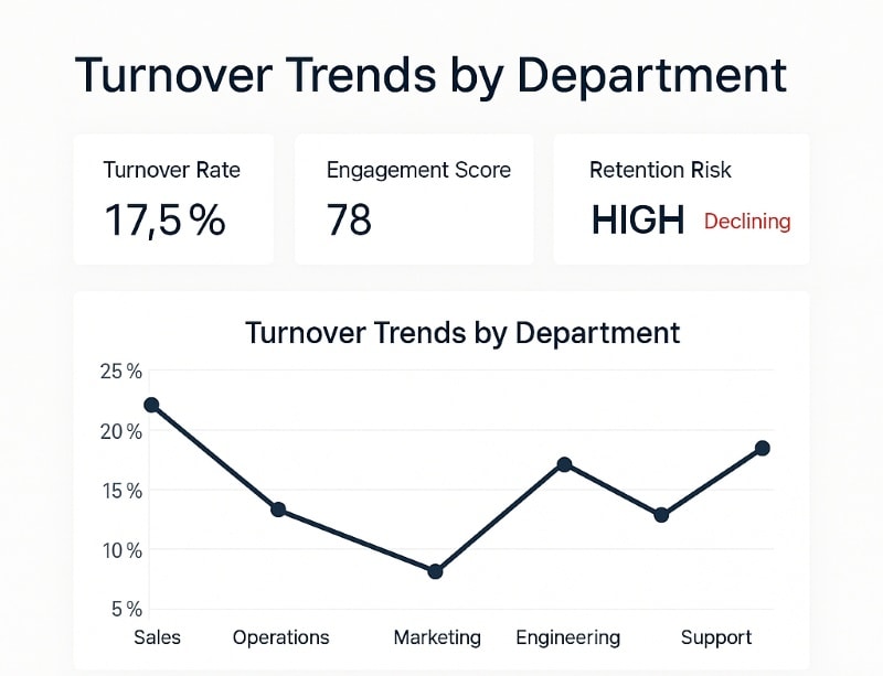 Data visualization showing early indicators of employee turnover risk.