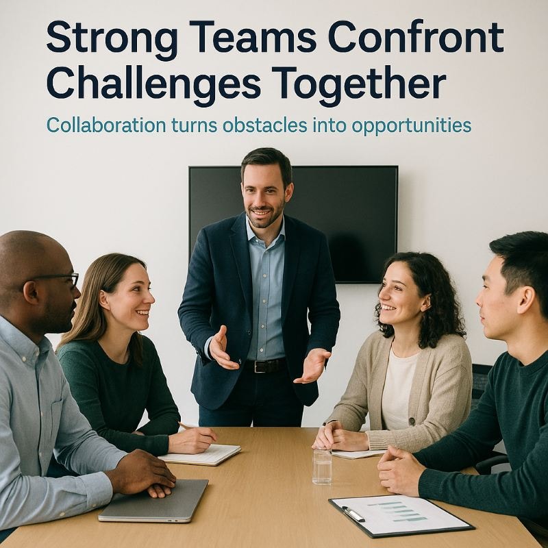 Team overcoming communication and skill-related obstacles through collaboration.