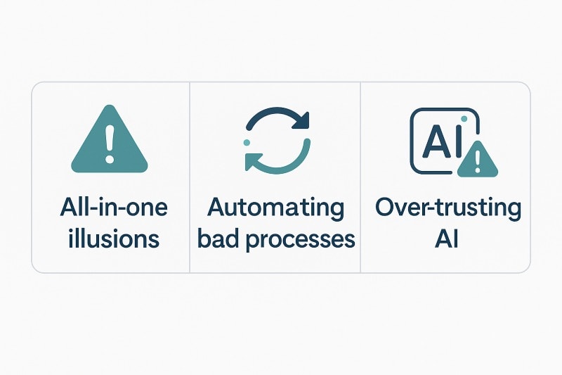 Graphic highlighting common pitfalls when implementing hiring manager software.