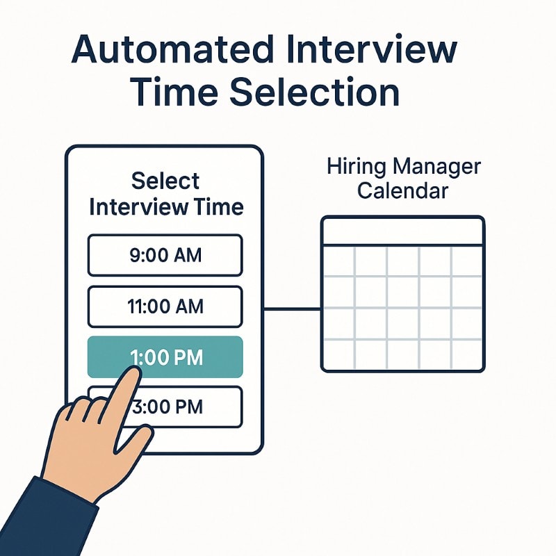 Candidate choosing an interview time via automated scheduling tool.