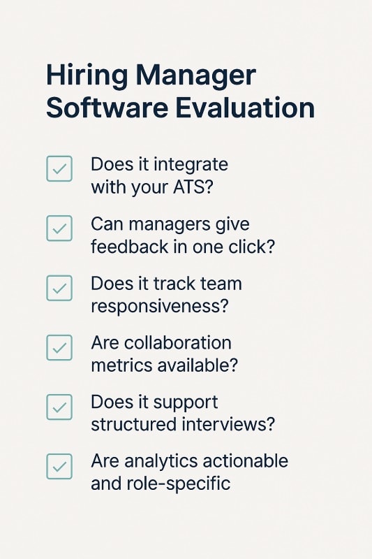 Evaluation checklist for selecting hiring manager software.