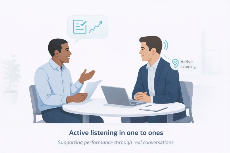 Manager using active listening to support employee performance.