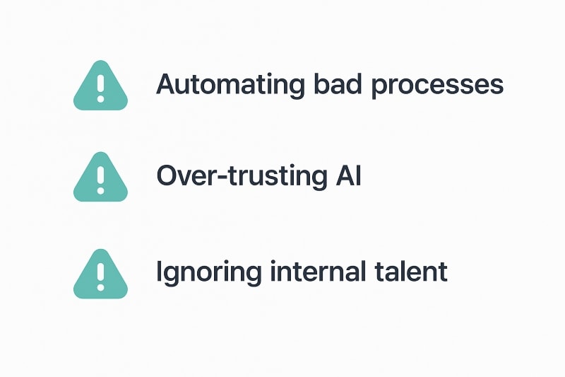 Graphic highlighting common pitfalls when using technology in recruitment.