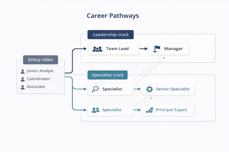 Career pathway diagram showing different routes for advancement.