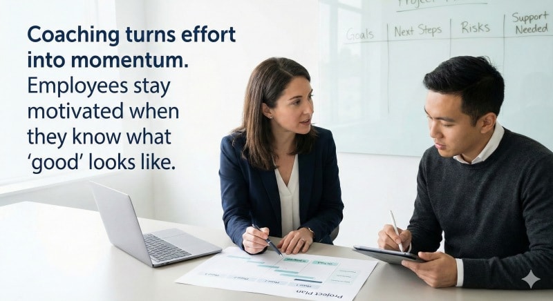 Employees feel motivated when supported through coaching and feedback