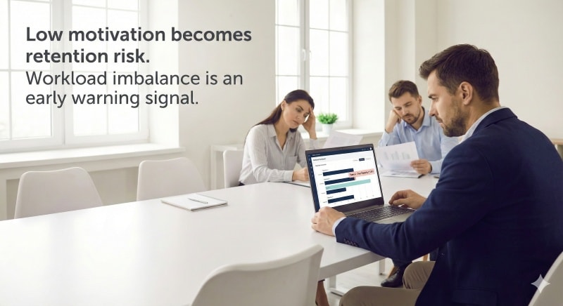 Low employee motivation increases employee retention risk