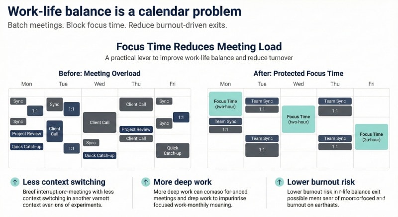 Improve work-life balance to reduce employee turnover.