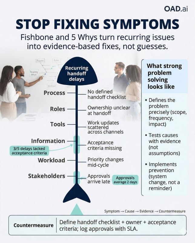 Root-cause analysis used to evaluate team problem solving skills