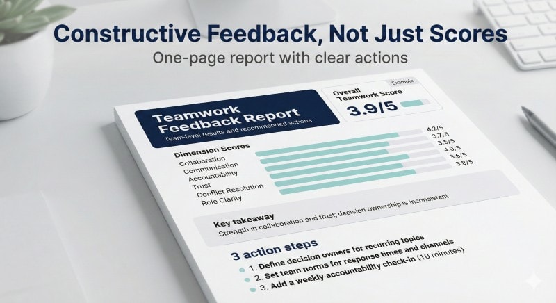 Constructive feedback from teamwork self assessment questionnaire scoring