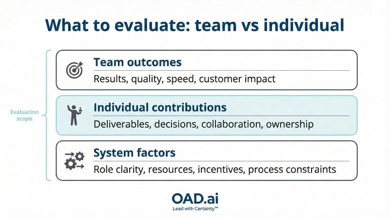 Team evaluation scope vs individual performance evaluations