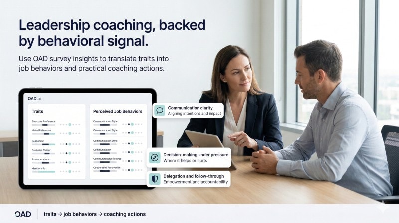 Leadership coaching using OAD survey traits and job behaviors