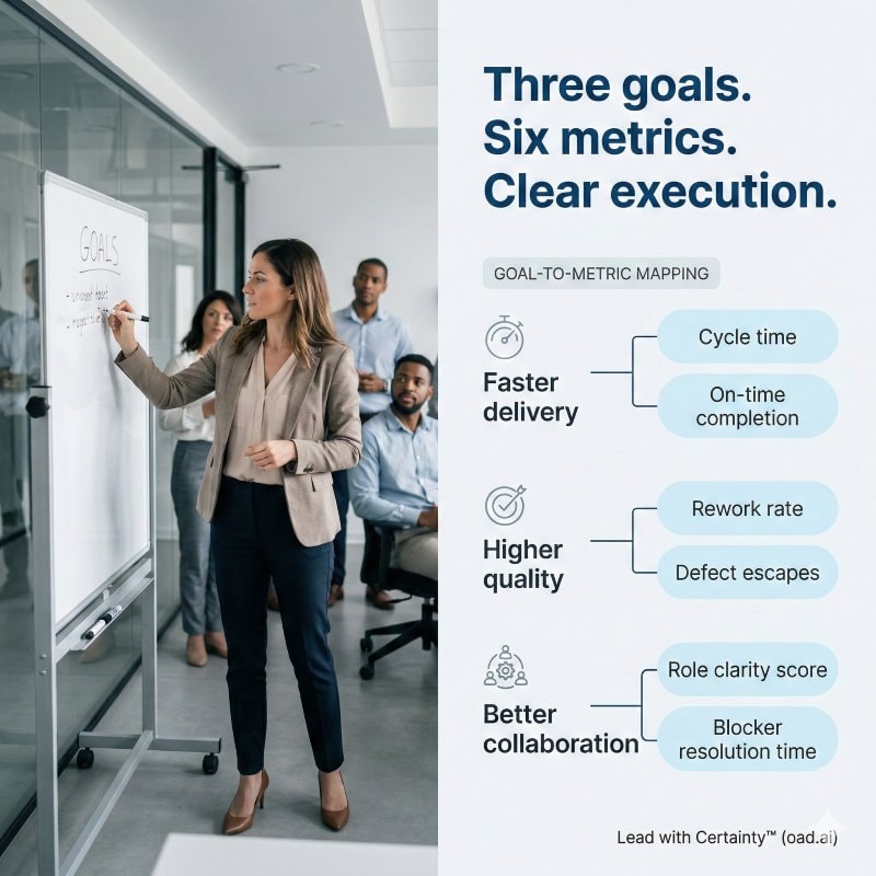 Meeting goals tied to defined metrics for teamwork