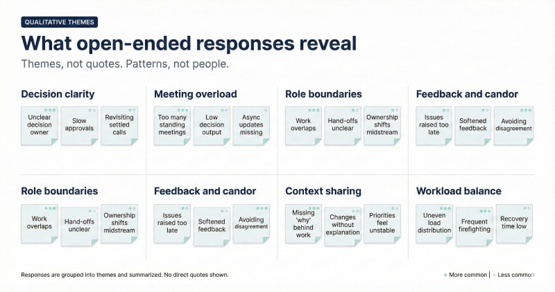 Open-ended response themes from a team dynamics questionnaire