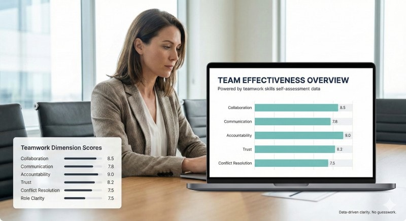 Team effectiveness overview using teamwork skills self assessment data