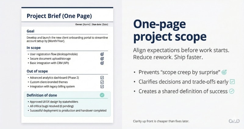 Project scope document to improve team performance and delivery