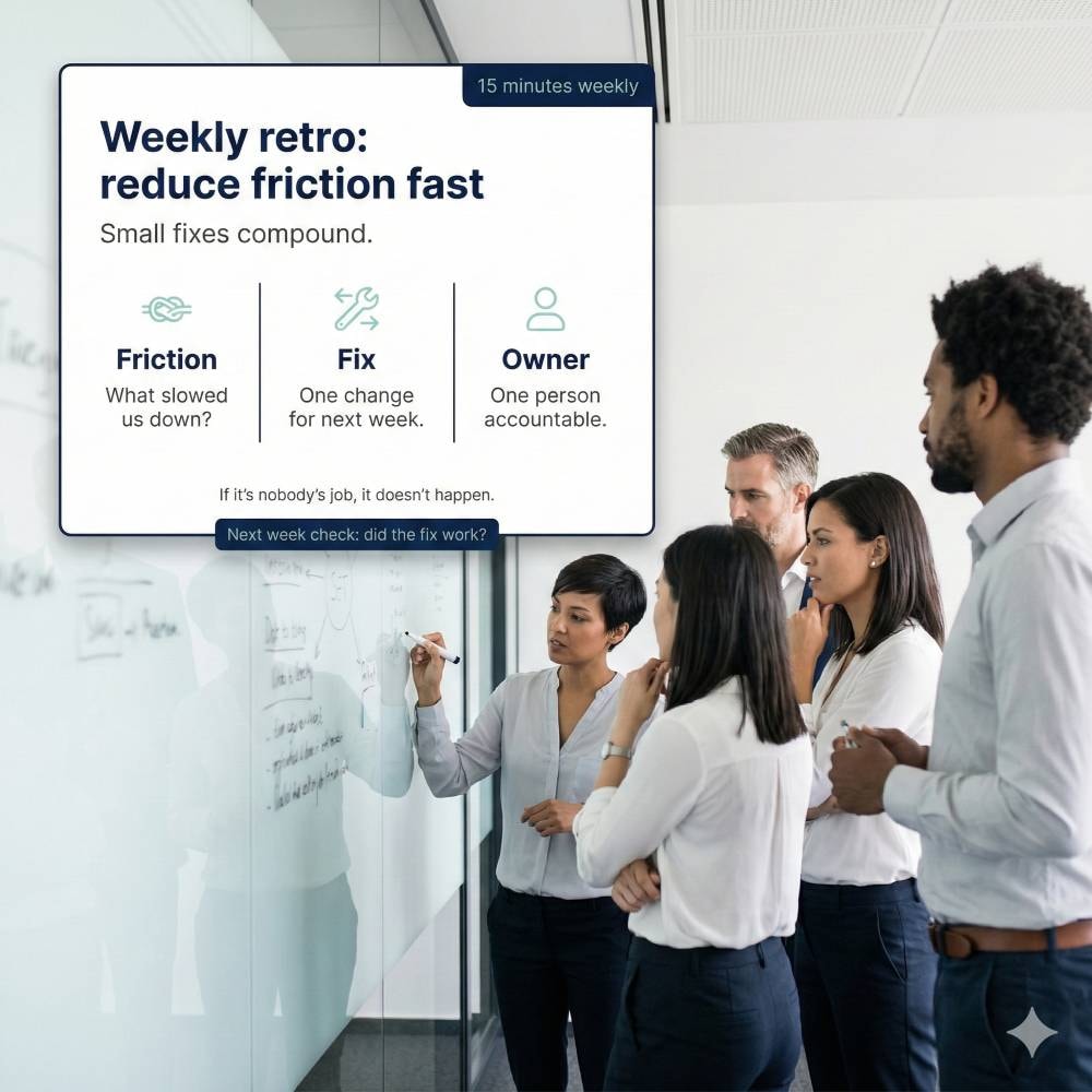 Weekly improvement retrospectives that drive continuous improvement