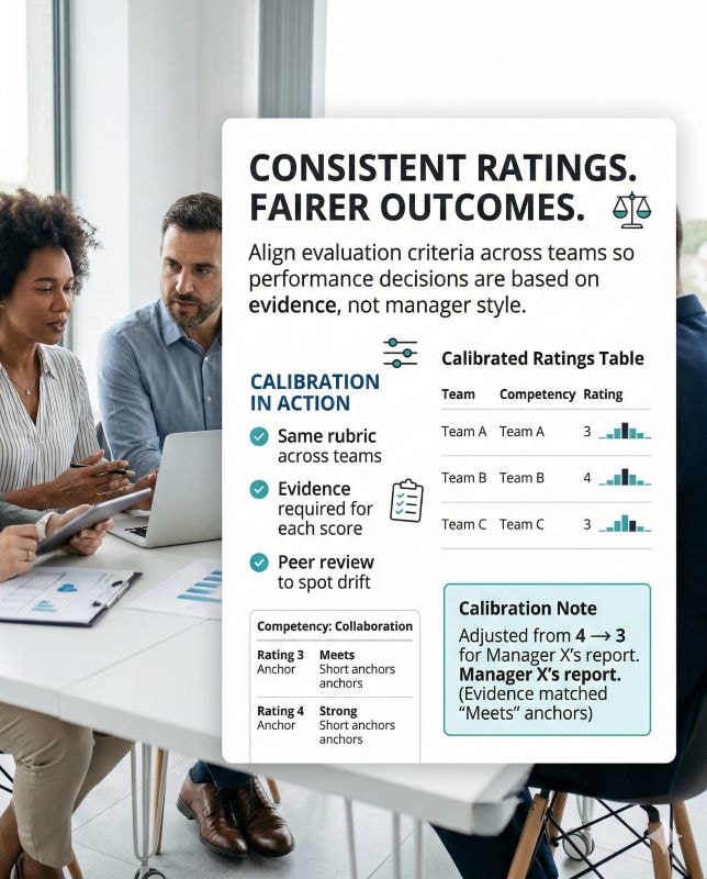 Calibrating team performance evaluation criteria during performance reviews