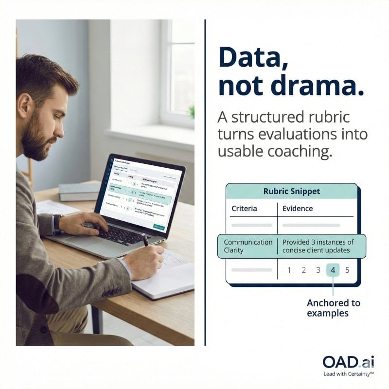 Performance evaluations using a structured rating scale and specific examples