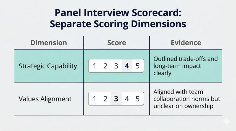 Scoring cultural fit separately from strategic thinking skills