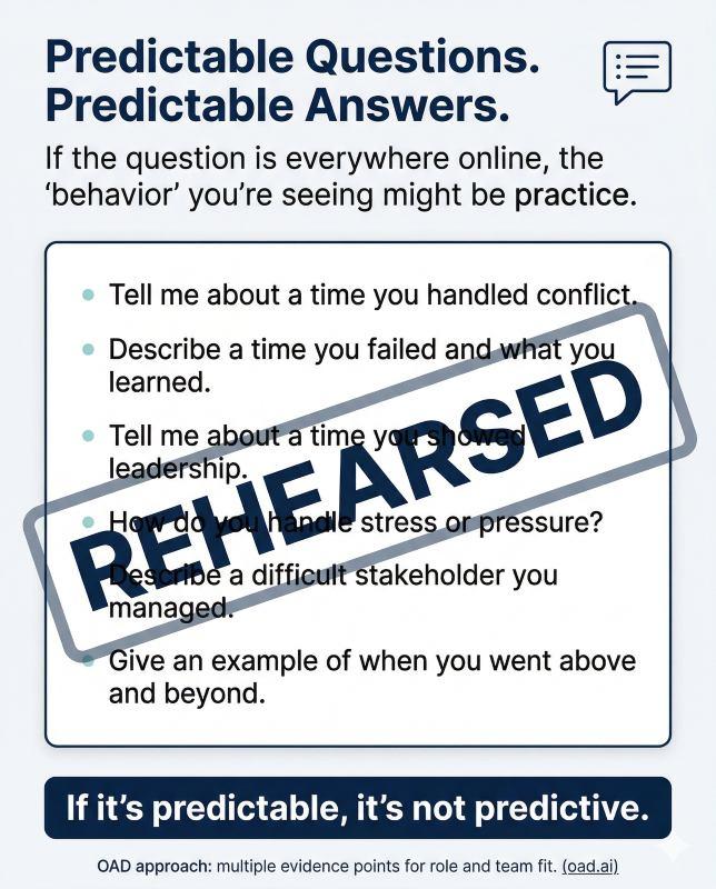 Behavioral interview questions that are too predictable to predict candidate behavior