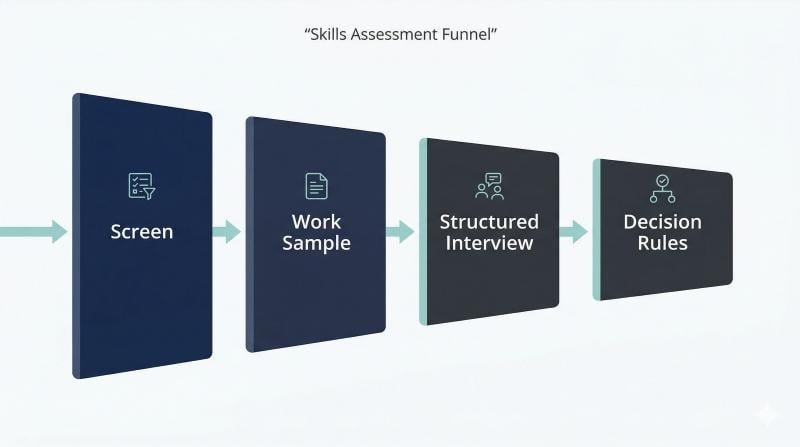 Skills assessment process with work sample and structured interview