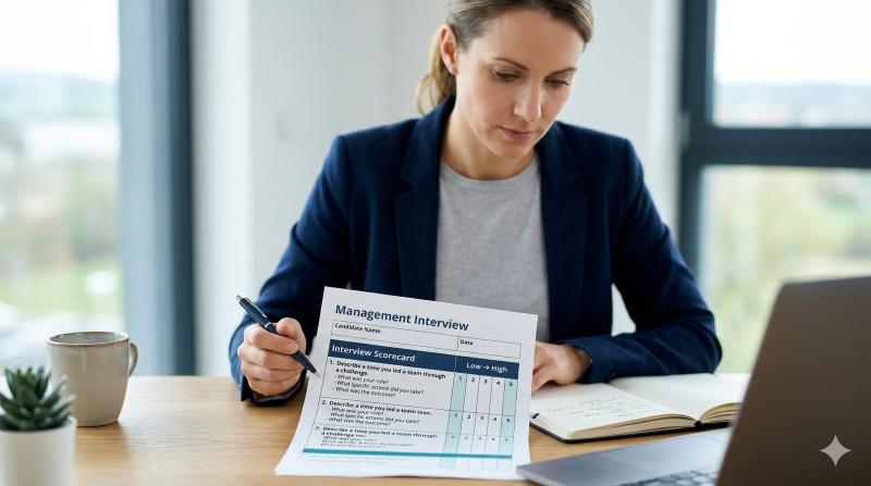 Curated interview questions for managers with structured scoring