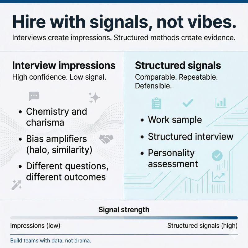 Comparing structured hiring signals with unstructured interview impressions