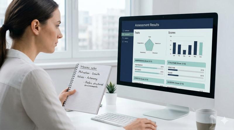 HR validating interview answers using personality assessment insights