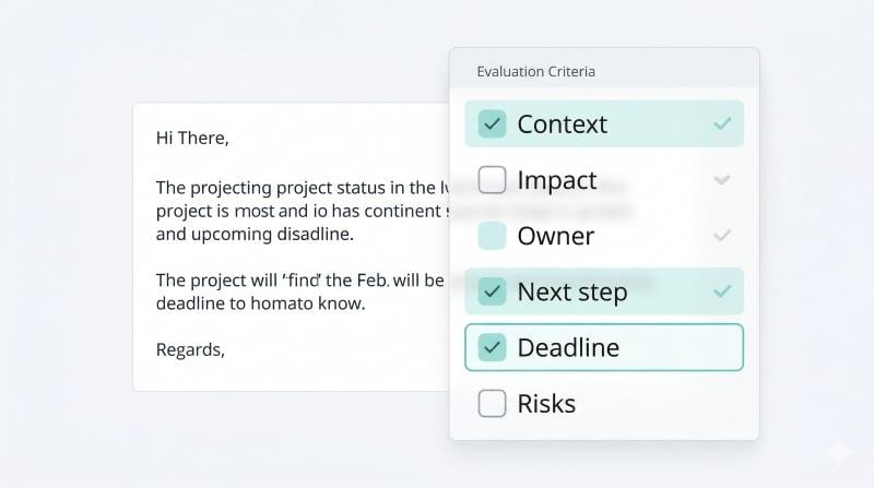 Structured checklist for scoring workplace communication tasks