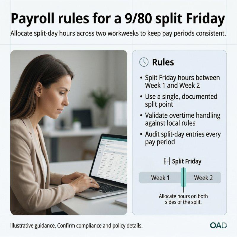 Payroll timekeeping rules for a 9/80 schedule split Friday