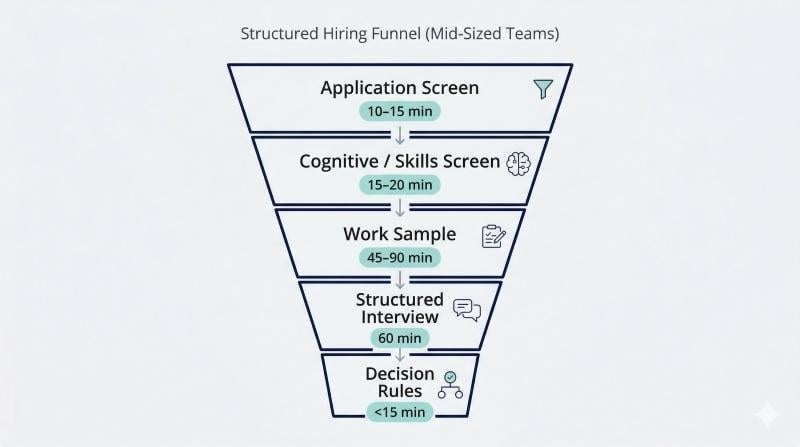 Mid-sized hiring process using skills assessment and behavioral data