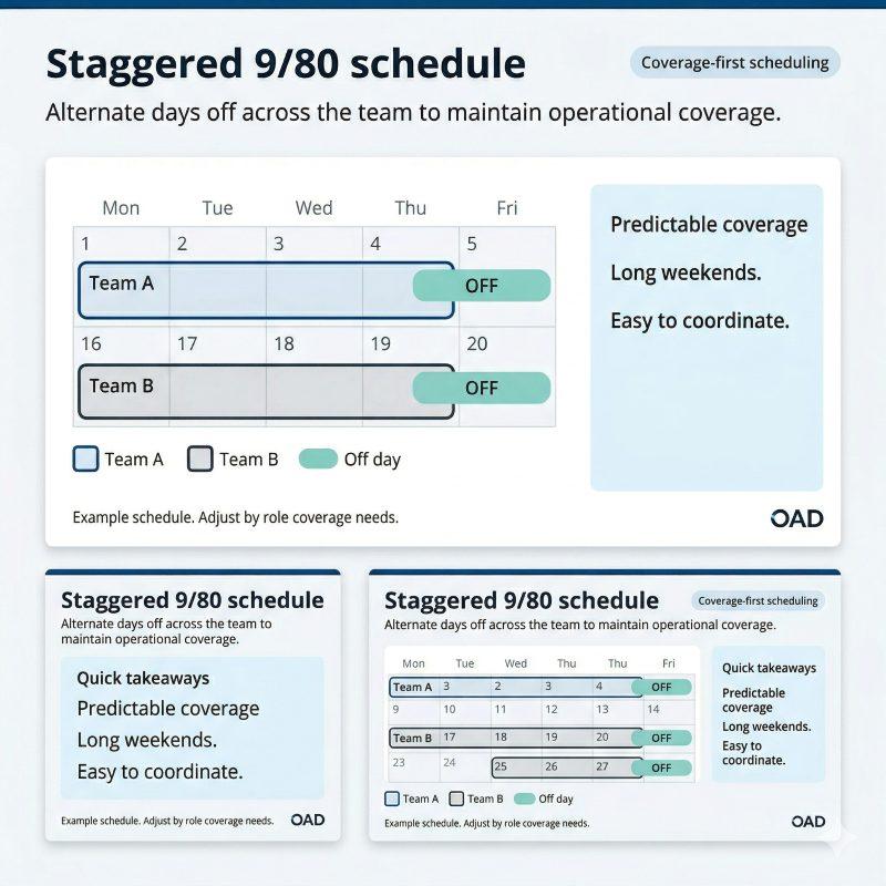 Staggered 9/80 schedule calendar for operational coverage