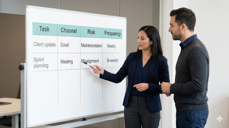 Job analysis for communication test design using task mapping