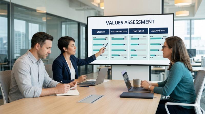 Company values alignment assessment for a manager position
