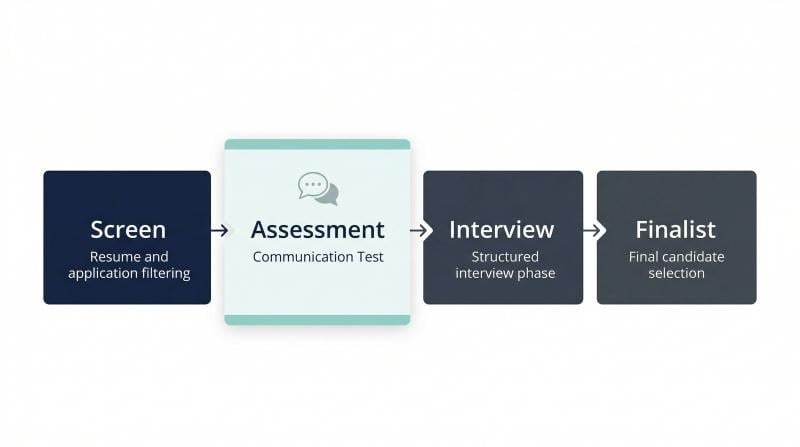 Where a communication assessment fits in the hiring funnel