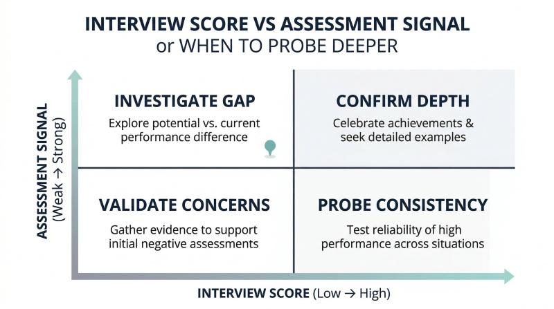 Using behavioral data to guide follow up questions in candidate interviews