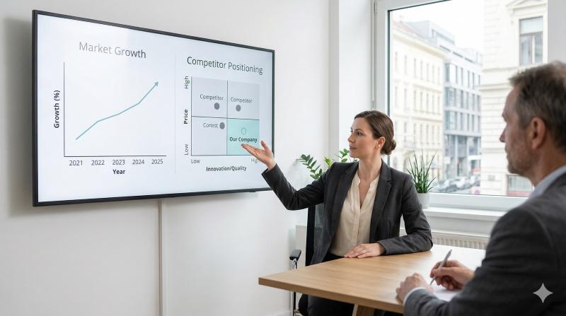 Candidate discussing market trends and competitor strategies