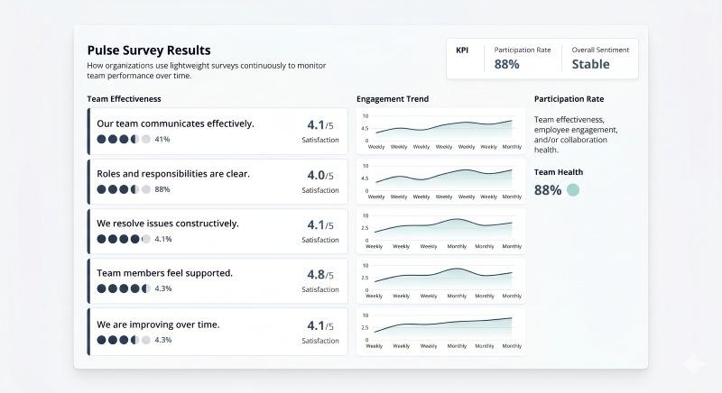 Pulse surveys to measure team effectiveness and employee engagement