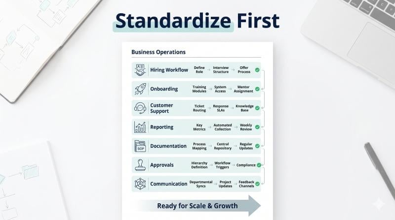 Business operations processes that support startup scaling