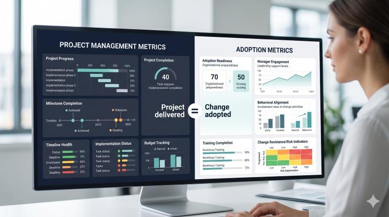 Tracking change initiatives with project and people metrics