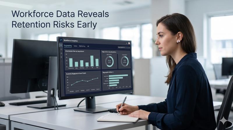 HR dashboard tracking employee motivation, engagement, and retention