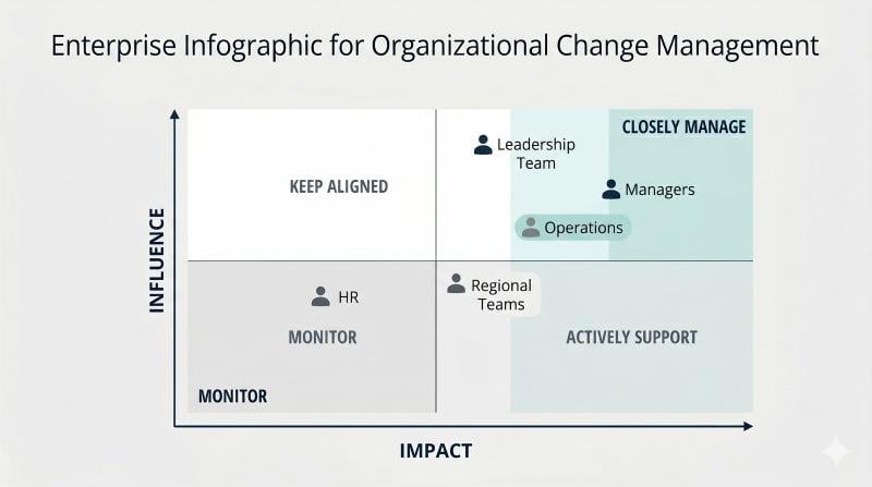 Key stakeholders mapped for organizational change management