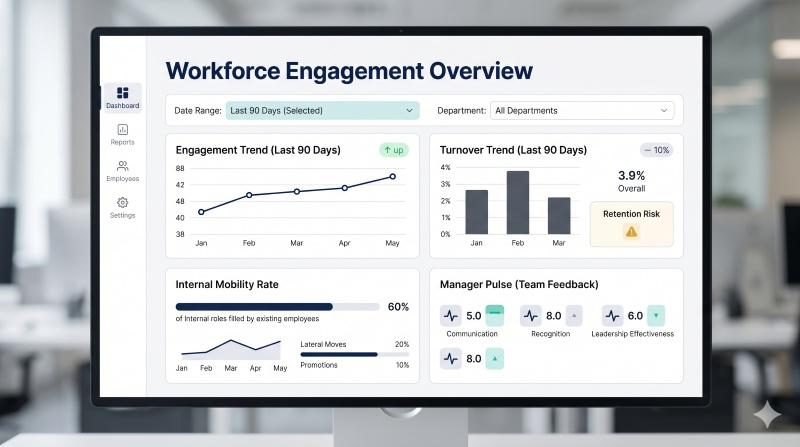Employee engagement and retention dashboard to boost employee motivation