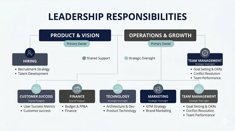 Co founder roles and leadership team responsibilities for scaling