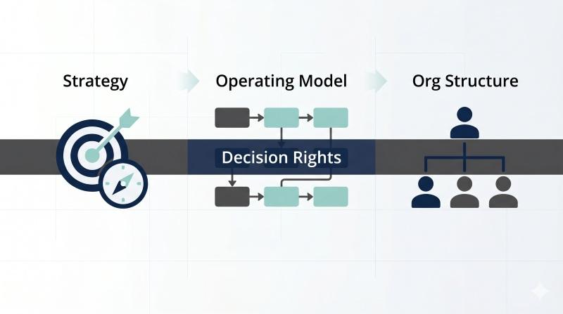 Organization design connects business strategy, operating model, and organizational structure