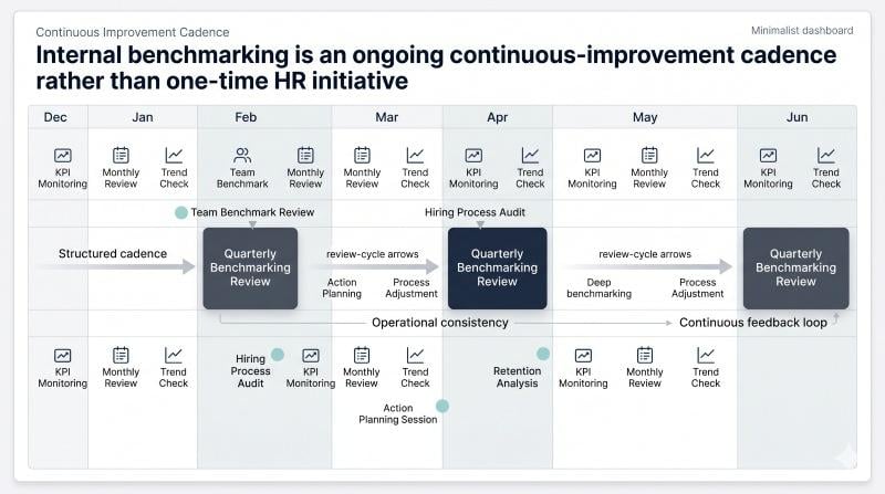 Continuous improvement cadence for internal benchmarking in HR