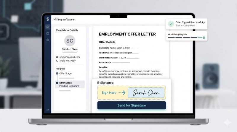 Offer letter templates and e-signature capabilities in hiring software