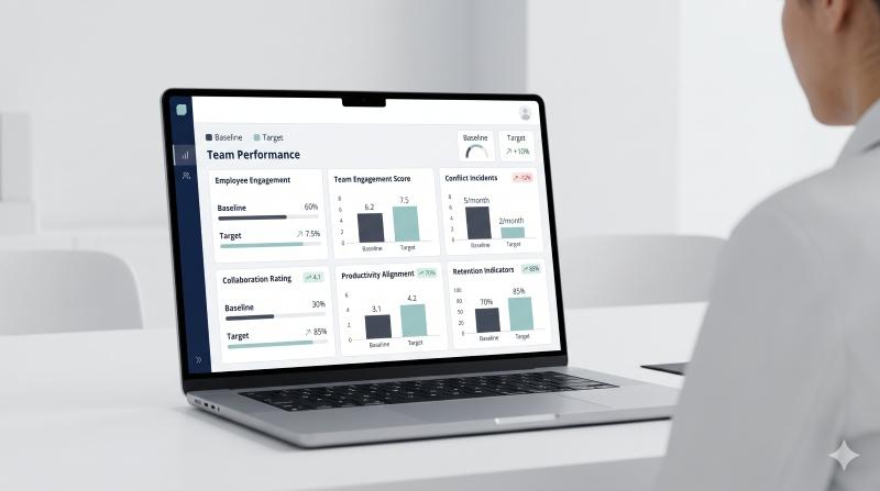 Pilot plan dashboard for team assessments and team performance