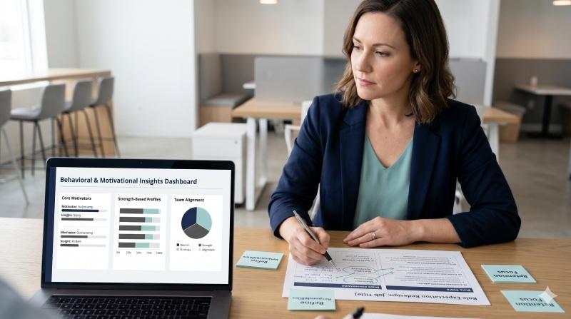 HR leader using assessment insights for team development and retention