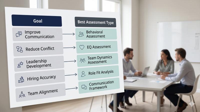 Team assessments comparison snapshot for team development goals